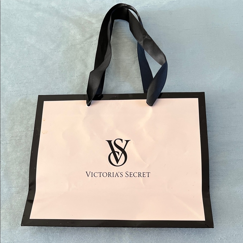 Victoria's Secret Light Pink and Black Small Shopping Bag